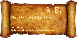 Matity Boglárka névjegykártya